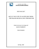 Tóm tắt Luận văn Thạc sĩ Quản lý kinh tế: Quản lý nhà nước về an toàn thực phẩm trên địa bàn huyện Sa Thầy, tỉnh Kon Tum