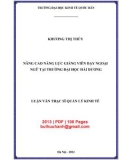 Luận văn Thạc sĩ Kinh tế:  Nâng cao năng lực giảng viên dạy ngoại ngữ tại Trường đại học Hải Dương