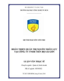 Luận văn Thạc sĩ: Hoàn thiện quản trị nguồn nhân lực tại Công ty TNHH Tiến Bộ Sài Gòn