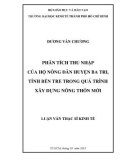 Luận văn Thạc sĩ Kinh tế: Phân tích thu nhập của hộ nông dân huyện Ba Tri, tỉnh Bến Tre trong quá trình xây dựng nông thôn mới