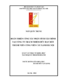 Luận văn Thạc sĩ Khoa học ngành Quản trị kinh doanh: Hoàn thiện công tác phân tích tài chính tại Công ty TNHH một thành viên công viên cây xanh Hà Nội