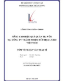 Tóm tắt luận văn Thạc sĩ Tài chính - Ngân hàng: Nâng cao hiệu quả quản trị vốn tại Công ty trách nhiệm hữu hạn Laird Việt Nam