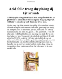 Acid folic trong dự phòng dị tật sơ sinh