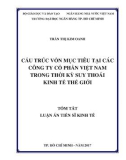 Tóm tắt Luận án Tiến sĩ Kinh tế: Cấu trúc vốn mục tiêu tại các công ty cổ phần Việt Nam trong thời kì suy thoái kinh tế thế giới