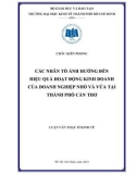 Luận văn Thạc sĩ Kinh tế: Các nhân tố ảnh hưởng đến hiệu quả hoạt động kinh doanh của doanh nghiệp nhỏ và vừa tại thành Phố Cần Thơ