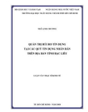 Luận văn Thạc sĩ Kinh tế: Quản trị rủi ro tín dụng tại các Quỹ tín dụng nhân dân trên địa bàn tỉnh Bạc Liêu