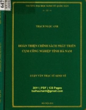 Luận văn Thạc sĩ Kinh tế: Hoàn thiện chính sách phát triển cụm công nghiệp tỉnh Hà Nam