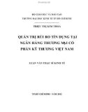 Luận văn Thạc sĩ Kinh tế: Quản trị rủi ro tín dụng tại Ngân hàng thương mại cổ phần Kỹ thương Việt Nam