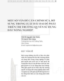 Một số vấn đề cần chỉnh sửa, bổ sung trong luật đất đai để phát triển thị trường quyền sử dụng đất nông nghiệp