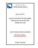 Luận văn Thạc sĩ Quản lý kinh tế: Quản lý nhà nước về giảm nghèo trên địa bàn huyện Quế Sơn, tỉnh Quảng Nam