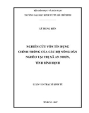 Luận văn Thạc sĩ Kinh tế: Nghiên cứu vốn tín dụng chính thống của các hộ nông dân nghèo tại thị xã An Nhơn, tỉnh Bình Định