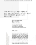 Tạo nguồn lực tài chính từ đất đai: Những vấn đề liên quan đến định giá, quy hoạch và đầu tư