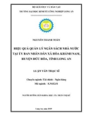 Luận văn Thạc sĩ Kinh tế: Hiệu quả quản lý ngân sách nhà nước tại Uỷ Ban Nhân dân Xã Hòa Khánh Nam, Huyện Đức Hòa, Tỉnh Long An