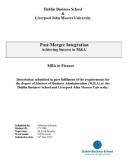 Master Thesis in Economics: Post-Merger Integration Achieving Success in M&A