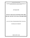 Luận văn Thạc sĩ Quản lý kinh tế: Quản lý chi ngân sách Nhà nước trên địa bàn huyện Tuần Giáo, tỉnh Điện Biên