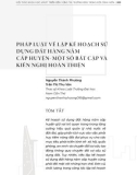 Pháp luật về lập kế hoạch sử dụng đất hàng năm cấp huyện - Một số bất cập và kiến nghị hoàn thiện