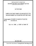 Tóm tắt Luận án Tiến sĩ Kinh tế: Chiến lược phát triển cán bộ quản lý của doanh nghiệp vận tải đường sắt Việt Nam