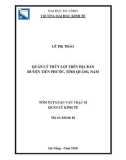 Tóm tắt Luận văn Thạc sĩ Quản lý kinh tế: Quản lý thủy lợi trên địa bàn huyện Tiên Phước, tỉnh Quảng Nam