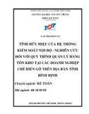 Luận văn Thạc sĩ Kế toán: Tính hữu hiệu của hệ thống kiểm soát nội bộ nghiên cứu đối với quy trình quản lý hàng tồn kho tại các doanh nghiệp chế biến gỗ trên địa bàn tỉnh Bình Định