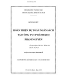 Luận văn Thạc sĩ Kinh tế: Hoàn thiện dự toán ngân sách tại Công ty CP Bánh kẹo Phạm Nguyên