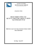 Tóm tắt Luận văn Thạc sĩ Kinh tế phát triển: Hoàn thiện công tác quản lý thu thuế thu nhập cá nhân tại tỉnh Kon Tum