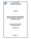 Tóm tắt Luận văn Thạc sĩ Kinh tế phát triển: Quản lý nhà nước về môi trường trên địa bàn quận Ngũ Hành Sơn, thành phố Đà Nẵng