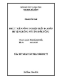 Tóm tắt Luận văn Thạc sĩ Kinh tế: Phát triển nông nghiệp trên địa bàn huyện Krông Nô, tỉnh Đắk Nông