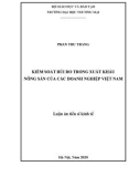 Luận án tiến sĩ Kinh tế: Kiểm soát rủi ro trong xuất khẩu nông sản của các doanh nghiệp Việt Nam