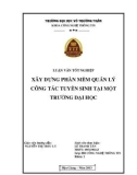 Luận văn tốt nghiệp Công nghệ thông tin: Xây dựng phần mềm quản lý công tác tuyển sinh tại một trường đại học