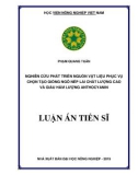 Luận án tiến sĩ Nông nghiệp: Nghiên cứu phát triển nguồn vật liệu phục vụ chọn tạo giống ngô nếp lai chất lượng cao và giàu hàm lượng anthocyanin