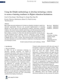 Using the Delphi methodology to develop technology criteria to assess e-learning readiness in Higher education Institutions