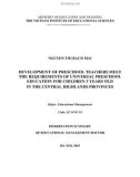 Doctoral thesis summary: Development of preschool teachers to meet the requirements of preschool education for children 5 years old in the Central Highlands provinces