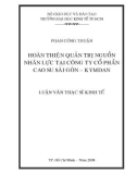 Luận văn Thạc sĩ Kinh tế: Hoàn thiện quản trị nguồn nhân lực tại Công ty cổ phần Cao su Sài Gòn - Kymdan