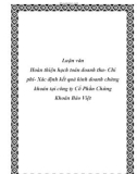 Luận văn Hoàn thiện hạch toán doanh thu- Chi phí- Xác định kết quả kinh doanh chứng khoán tại công ty Cổ Phần Chứng Khoán Bảo Việt