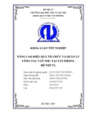 Luận văn Thạc sĩ Quản trị văn phòng: Nâng cao hiệu quả tổ chức và quản lý công tác văn thư tại Văn phòng Bộ Nội vụ