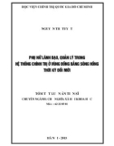 Tóm tắt Luận án Tiến sĩ: Phụ nữ lãnh đạo, quản lý trong hệ thống chính trị ở vùng đồng bằng sông Hồng thời kỳ đổi mới