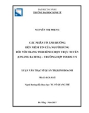 Luận văn Thạc sĩ Quản trị kinh doanh: Các nhân tố ảnh hưởng đến niềm tin của người dùng đối với trang web bình chọn trực tuyến (Online Rating) – trường hợp Foody.vn