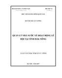 Luận văn thạc sĩ Quản lý công: Quản lý nhà nước về hoạt động lễ hội tại tỉnh Đắk Nông