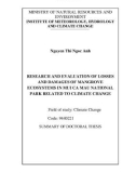 Summary of Doctoral thesis in Climate change: Research on, assessment of loss and damage to mangrove ecosystems in Ca Mau Cape National Park related to climate change