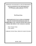 Summary of Doctoral thesis in Climate change: Research on evaluating economic loss by ecosystem degradation in territorial sea and island of Phu Quoc under the impact of climate change