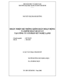 Luận văn Thạc sĩ Kinh tế: Hoàn thiện hệ thống kiểm soát hoạt động và kiểm soát quản lý tại Công ty cổ phần Kỹ nghệ lạnh