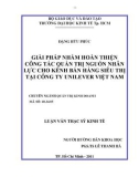 Luận văn Thạc sĩ Kinh tế: Giải pháp nhằm hoàn thiện công tác quản trị nguồn nhân lực cho kênh bán hàng siêu thị tại Công ty Unilever