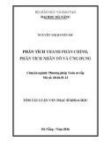 Tóm tắt Luận văn Thạc sĩ Khoa học: Phân tích thành phần chính, phân tích nhân tố và ứng dụng