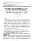 An empirical study of total quality management (TQM) practices on operational performance of Indian manufacturing and service firms