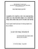 Luận văn Thạc sĩ Kinh tế: Nghiên cứu những yếu tố ảnh hưởng đến giá trị thương hiệu của thương hiệu đồ chơi trẻ em ở TP. Hồ Chí Minh