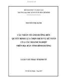 Luận văn Thạc sĩ Kinh tế: Các nhân tố ảnh hưởng đến quyết định lựa chọn dịch vụ kế toán của các doanh nghiệp trên địa bàn tỉnh Bình Dương