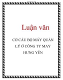 Luận văn: CƠ CẤU BỘ MÁY QUẢN LÝ Ở CÔNG TY MAY HƯNG YÊN