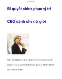 Kinh nghiệm chinh phục vị trí  CEO dành cho nữ giới