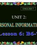 Bài giảng tiếng Anh 7 - Bài 2: Personal information