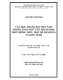 Luận văn Thạc sĩ Văn học: Văn học trung đại Việt Nam trong sách ngữ văn trung học phổ thông mới - Một số đánh giá và kiến nghị